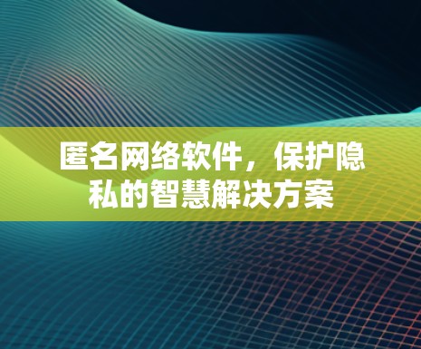 匿名网络软件,保护隐私的智慧解决方案 匿名网络软件,保护隐私的智慧解决方案